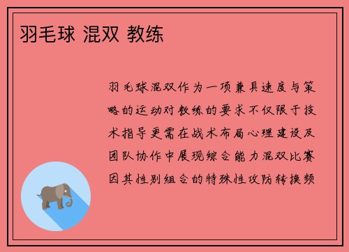 羽毛球 混双 教练
